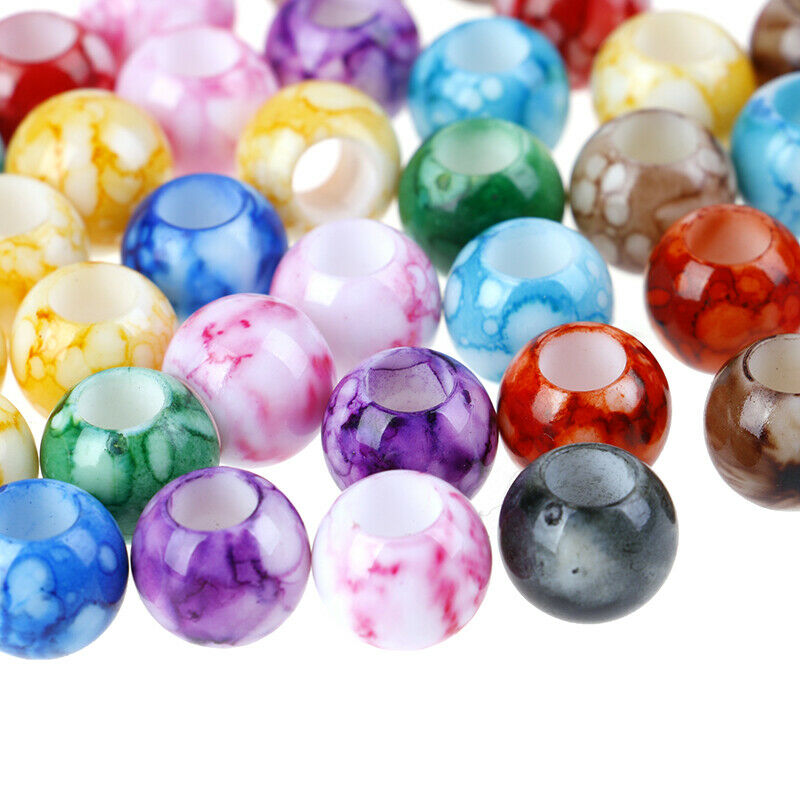 50x Acrylic Round Hair Beads Braids Diy Dreadlock Beads Hair Extension Jewelr Kw