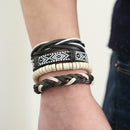 Man European Hot Retro Multilevel Cowhide Handmade Woven Bracelet