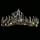 Bridal Pearls Crystal Hairband Tiara Women Wedding Prom Hair Decor Bronze