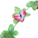 Artificial flower garland 2.2m long green leaves fabric flowers ivy pink +