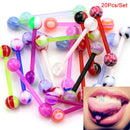 20Pcs/Set Mixed Colors Barbell Ball Tongue Bar Rings Body Piercing Jewe OZ
