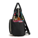 Mummy Maternity Backpacks Plant Print Baby Diaper Shoulder Bags (Black)