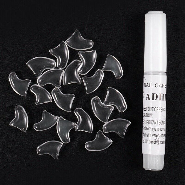 20 pcs Soft Nail Caps For Cat Pet Claw Control Paws off + Adhesive Glue -Tr Y1D2