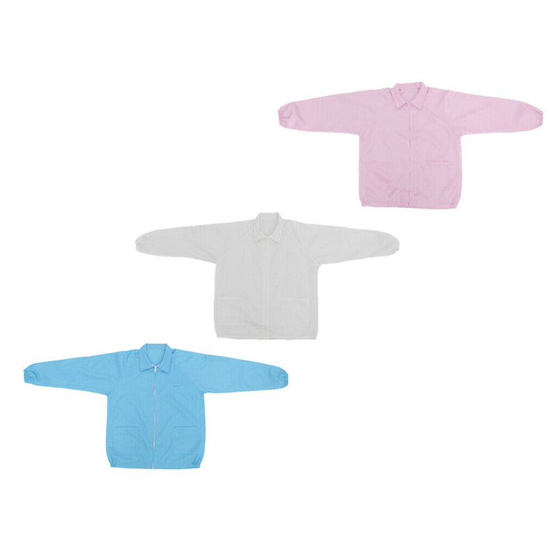 Protective Suit Dustproof Anti-Static Clothes Workwear Jacket Lapel XL Blue