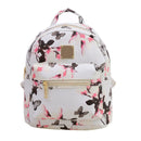 Women Backpack High Quality Floral Printing PU Leather Backpack(white) SN9F