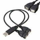 USB 2.0 A Male To 2 Dual USB Female Jack Y Splitter Hub-Power-Cord-Adapter- Z1L8