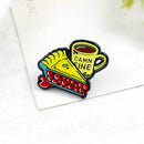 Fashion Coffee Tea Toast Pins Brooch Creative Badges Jacket Lapel Ornaments A