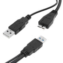 1.5FT Dual USB 3.0 A Male to Micro B Y Power Data Cable Hard Disk Mobile X2T3