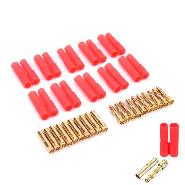 10pack HXT 4mm bullet banana plugs with red housing for RC connector AM-1009CR8~