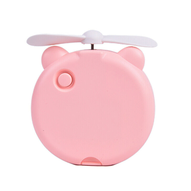 Mini Portable LED Fill Light Makeup Mirror with Handheld Fan USB Rechargeable