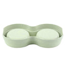 Dog Double Bowl Puppy Food Feeder Stainless Steel Pet Drinking Dish (Green) A