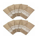 10X Hessian Rustic Burlap Lace Cutlery Holder Bag Wedding Party Table Decor