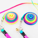 Small Dog Puppy Doggy MultiColor Rainbow Harness Lead Luminous Lead Leash LJ