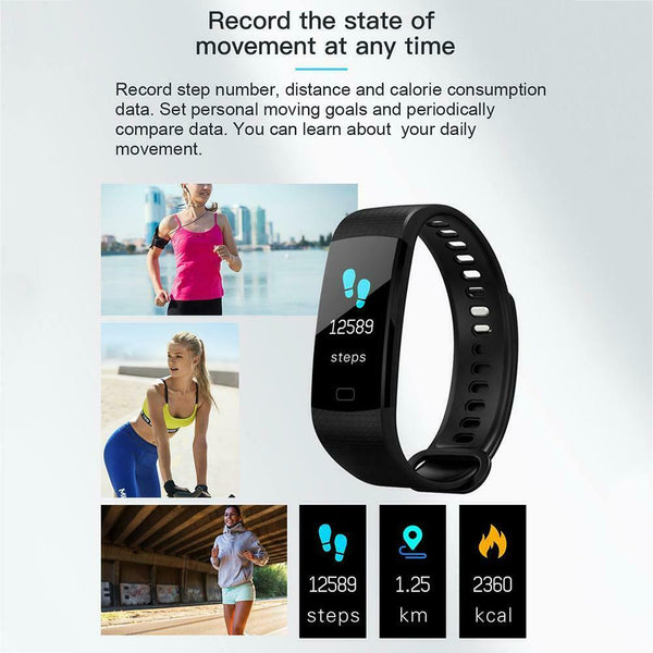 Y5 0.96 inch Heart Rate Blood Pressure Monitor Fitness Smart Band (Black)