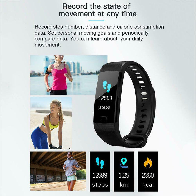 Y5 0.96 inch Heart Rate Blood Pressure Monitor Fitness Smart Band (Black)
