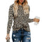 Autumn Women Leopard Print T-Shirt Casual Loose Round Neck Top (Coffee M) A#S