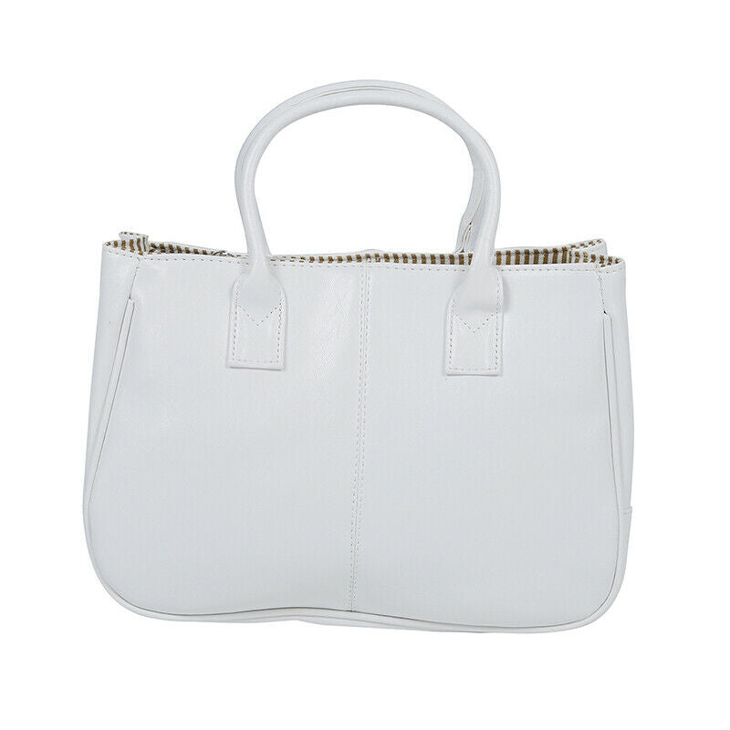 Fashion Woman Ladies Class PU Leather Satchels Tote Purse Bag Handbag - whi M5D3