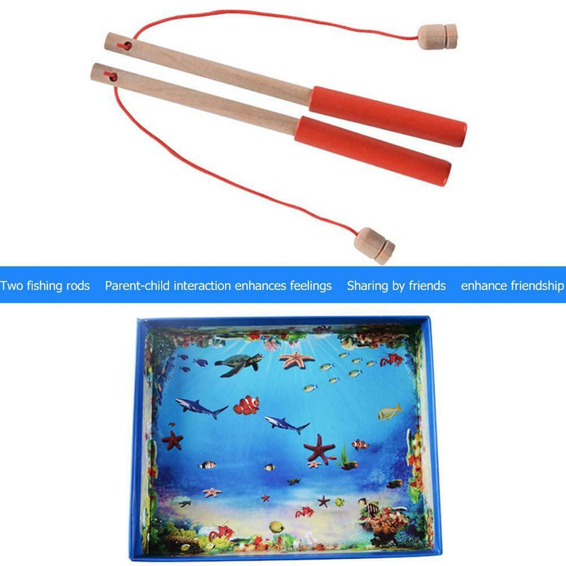 32pcs Magnetic Fishing Educational Fishing Game Wooden Toys Kids Baby Gifts A