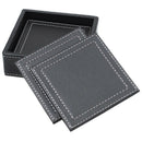 Black PU Leather Drink Coasters Set of 6 Glass Mug Cup Mats Pats Table Plac E7I2