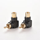 2x  New RCA Male to Female M/F Connector Adapter Audio AV Plug 90 Right-angle Hn