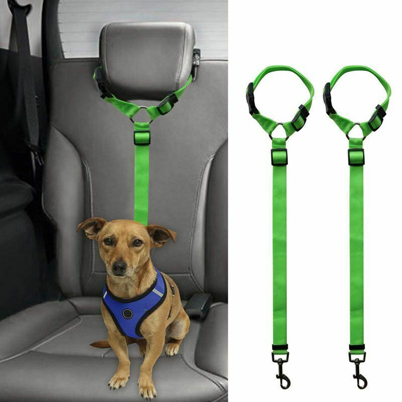 2 Packs Dog Cat Safety Seat Belt Strap Car Headrest Restraint Adjustable Ny P9R4