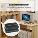 HDMI KVM Switch Ultra HD 4K for 2 PC Sharing Monitor Keyboard Mouse Printer A