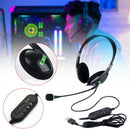 USB Wired Headset Computer Headphone + Microphone Noise Cancelling For Laptop PC