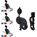 Cell Phone 2-USB Charger with Green LED Ring for Motorcycle 22mm Handlebar
