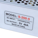 Switching Power Supply for LED Strip Light 200W 176-242V DC 5V 40A F4M6