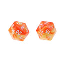 Set of 10 Orange Yellow D20 Acrylic Dice for RPG D&D Gaming Twenty Sided Die