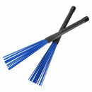 1 Pair Retractable Black Handles Jazz Drum Brushes Sticks Blue Nylon 32cm U1M2