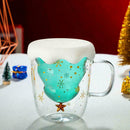 Christmas Tree Star Wishing Cup Double Wall Glass Latte Coffee Nice Mug Tea K3Q8