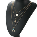 Fashion Women Multilayer Coconut Tree Moon Pendant Choker Necklace Jewelry Gift-