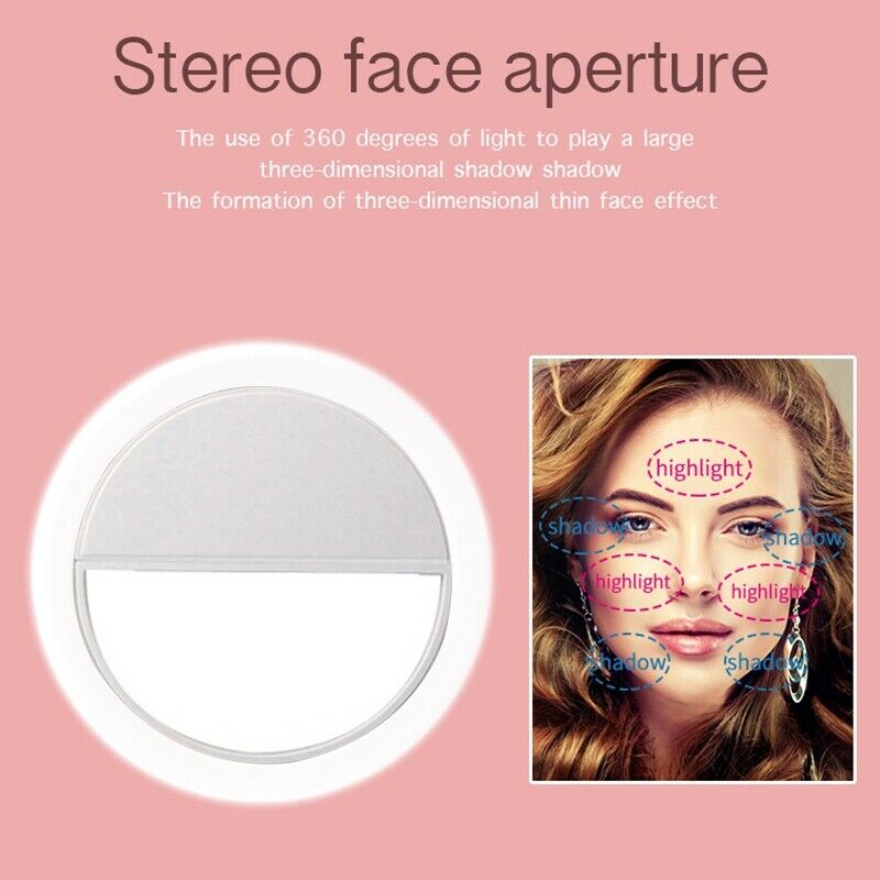 Fashion Selfie Light Portable LED Ring Light Fill for Smart Phone white I3S2