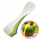 6 Plastic Camping Hiking Spork Spoon Cutter Fork Combo Travel Cutlery Uten S7E9