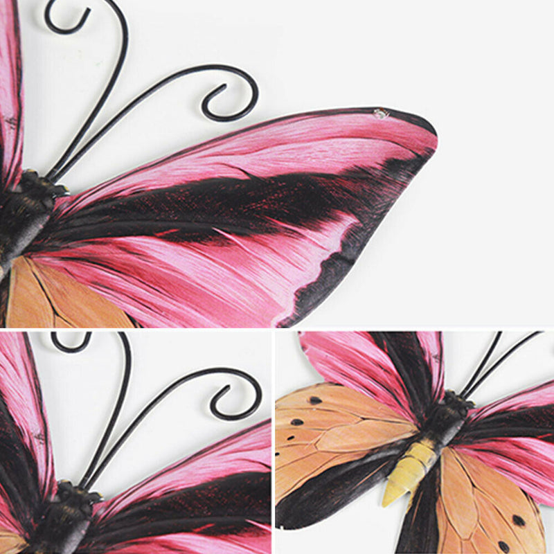 3pcs Iron Butterfly Home Decor Sculpture Bedroom Indoor Outdoor Wall Art Office