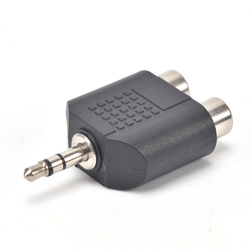 2X 3.5mm Male to 2 RCA Female Y Splitter AV-Audio Video Plug Converter-AdapB ES