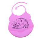 2Pcs Adjustable Waterproof Silicone Infant Baby Bibs With Big Roll Up Pocket