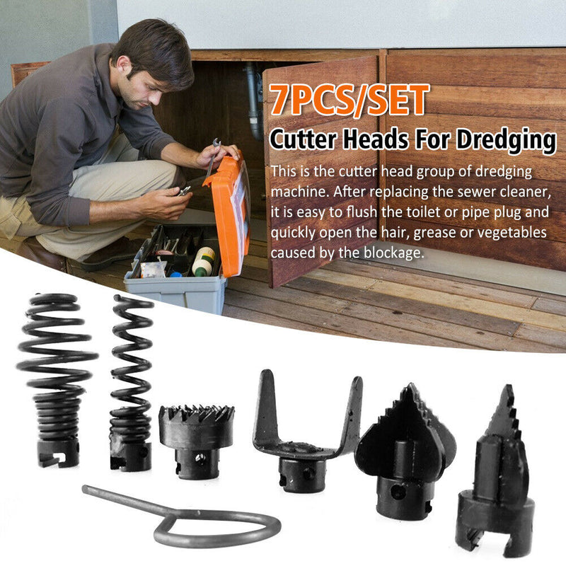 7pcs/set Durable Drain Tool Manganese Steel Pipe Dredge Cutter Heads Home 16mm
