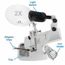 LED Helping Hand Clamp Magnifying Glass Soldering Iron Stand Lens Magnifie TPM