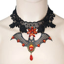 Steampunk Lace Bat Choker Crystal Beads Collar Pendant Necklace Gothic JewelrB&X