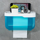 Wall Mounted Bathroom Tissue Box Self-adhesive Waterproof Blue L