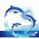 11CT Stamped Canvas Kit Needlework DIY Cross Stitch (4057.11-jz Dolphin) A