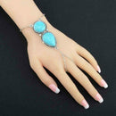 Lady Boho Retro Turquoise Chain Cuff Bracelet Hand Harness Jewelry Fashion