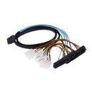 Mini 36Pin SAS to 4 29Pin SAS Ports Splitter Cable with 4Pin Power Cable