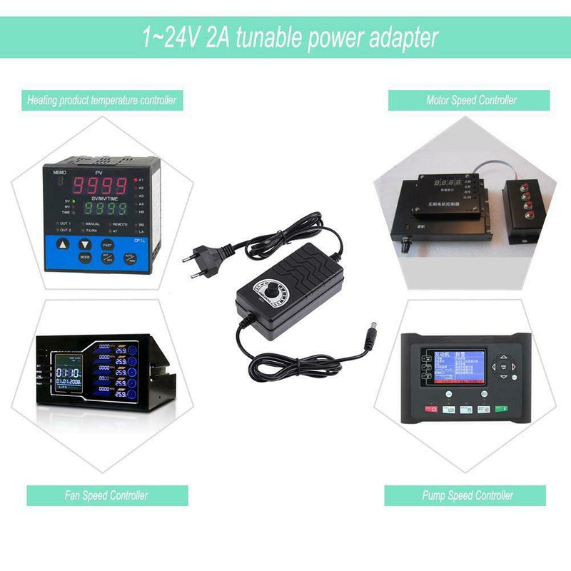 AC to DC Adapter 3-24V 2A Adjustable Power Supply Motor Speed Controller EU