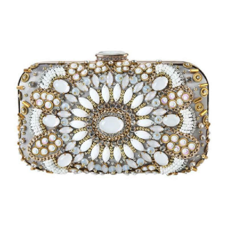 Women Retro Evening Shoulder Bag Bridal Clutch Party Prom Wedding Handbag Beaded