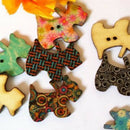 Mixed Random Dog Shaped Wood Wooden Buttons for Sewing Crafting Pack of 100 T2G8