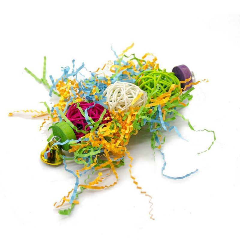 3 Pcs Bird Rattan ball + Paper + Bamboo and Wooden Toys with Bell for Medium