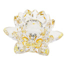 Crystal Lotus Flower Crafts Paperweights Buddhist Feng Shui Ornaments Yellow